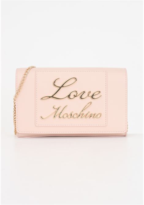 Borsa rosa cipria da donna lettering metallo dorato Lovely Love LOVE MOSCHINO | JC4121PP1ILM0601